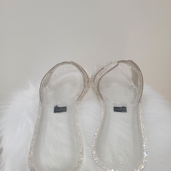 Steve Madden Clear Rhinestone Encrusted Jelly Sandals/ Slides - Picture 9 of 10